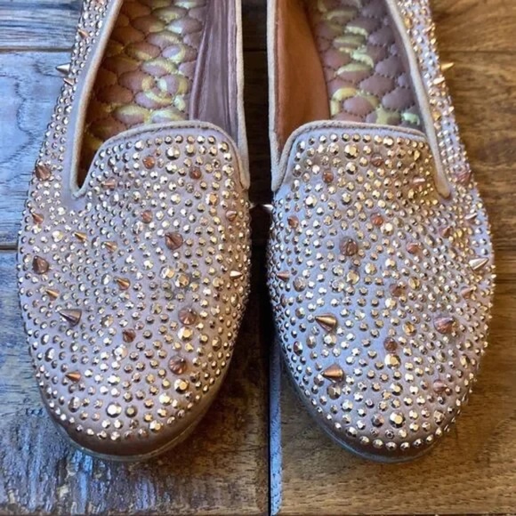 Sam Edelman Adena Studded Satin Loafers Flats Rose Gold Spike Size 6 - Picture 5 of 12